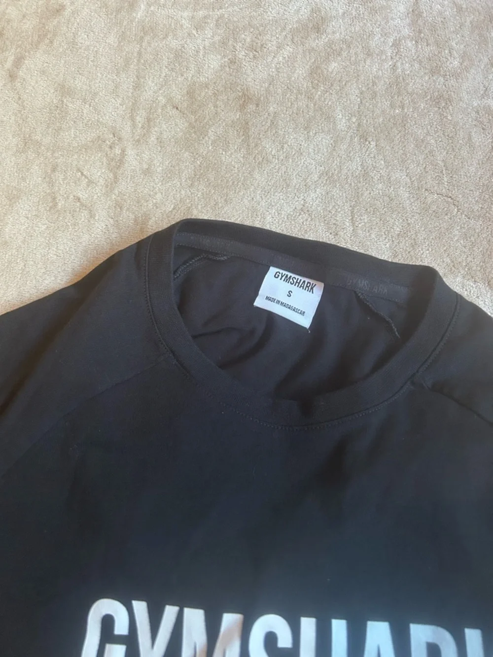 Gymshark Black Short-Sleeve Logo Tee - White Print